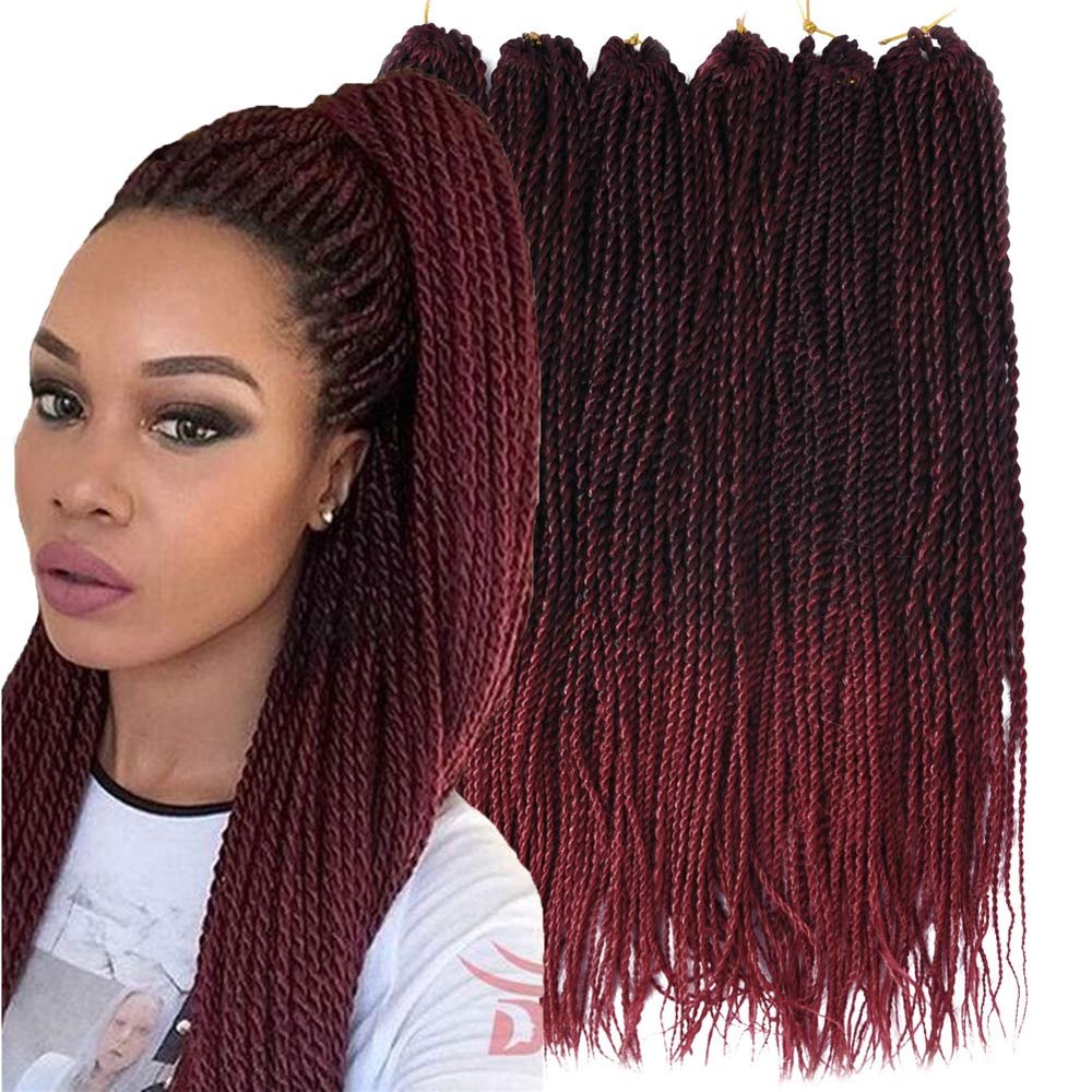 6Packs 14" 18" 24" Senegalese Twist Crochet Hair Braids Small Havana Mambo Twist Crochet Braiding Hair 2S Senegalese Twists Hairstyles For Black Women 30strands/pack 24 colors (24 inches, T1B/bug)