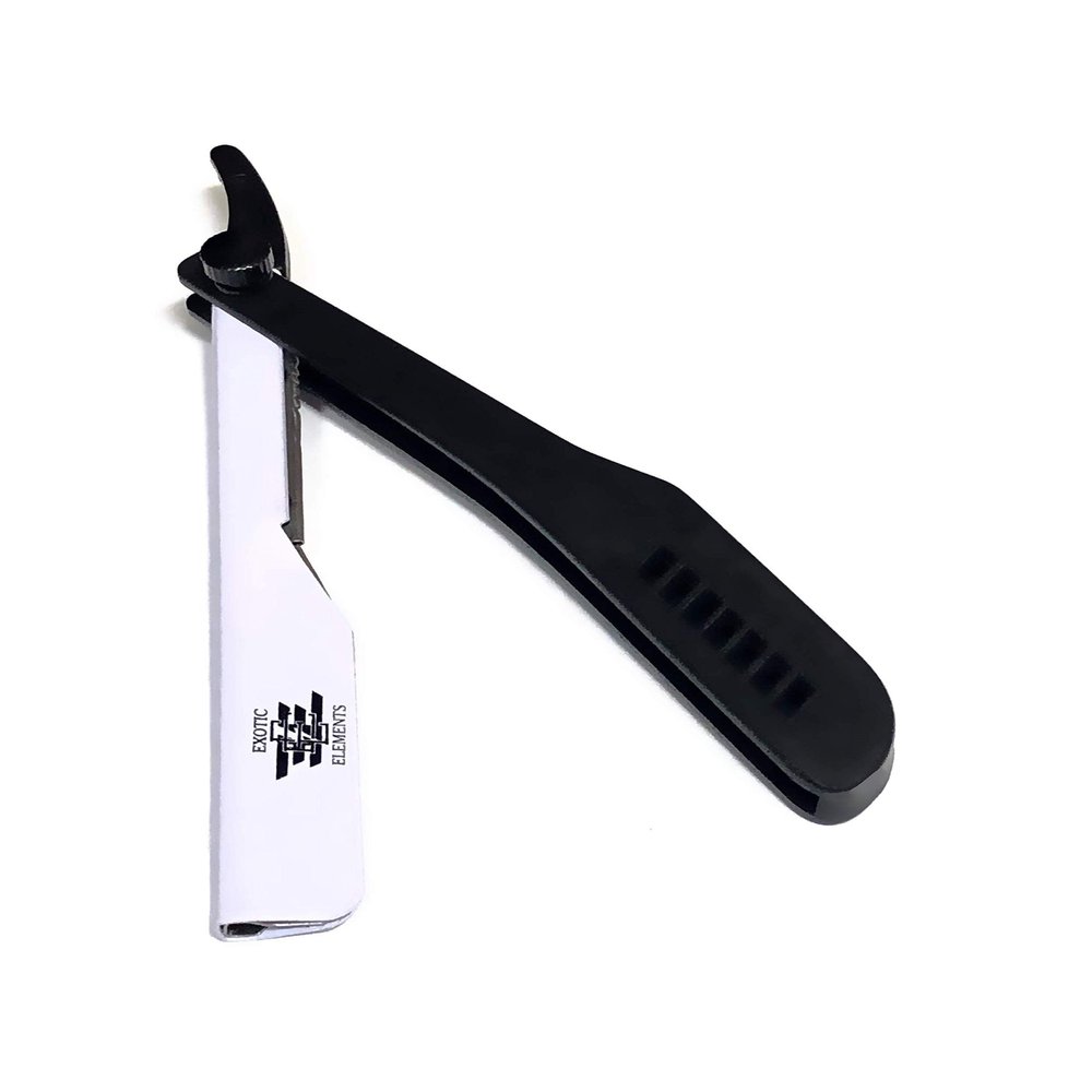 White and Black Very Plastic and Steel Barber Shaving Cut Throat Shavette Razor - Come with Free Blades