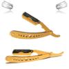 Gold and Black Light Stainless Steel Double Edge Straight Edge Barber Razor - All Purpose Classic Shaving Tool - Folding Style Cool Design Hair Shaving Blade view 2