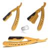 Gold and Black Light Stainless Steel Double Edge Straight Edge Barber Razor - All Purpose Classic Shaving Tool - Folding Style Cool Design Hair Shaving Blade view 4