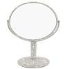 Bestbling Bling Rhinestone Portable Magnified Double Sided Swivel Makeup Vanity Mirror, 360Rotate Makeup Mirror Round Shaped Two-Sided Makeup Mirror (Silver) view 1