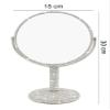 Bestbling Bling Rhinestone Portable Magnified Double Sided Swivel Makeup Vanity Mirror, 360Rotate Makeup Mirror Round Shaped Two-Sided Makeup Mirror (Silver) view 2