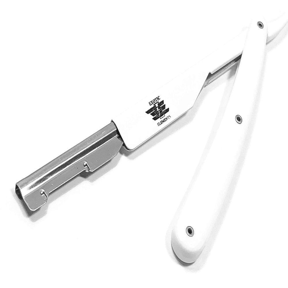 Plastic and Steel Barber Shaving Razor - White Unisex Straight Edge Hair Shaving Razor/Cut Throat Folding Knife
