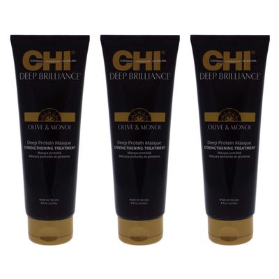Deep Brilliance Deep Protein Masque Strengthening Treatment by CHI for Unisex - 8 oz Treatment - (Pack of 3)
