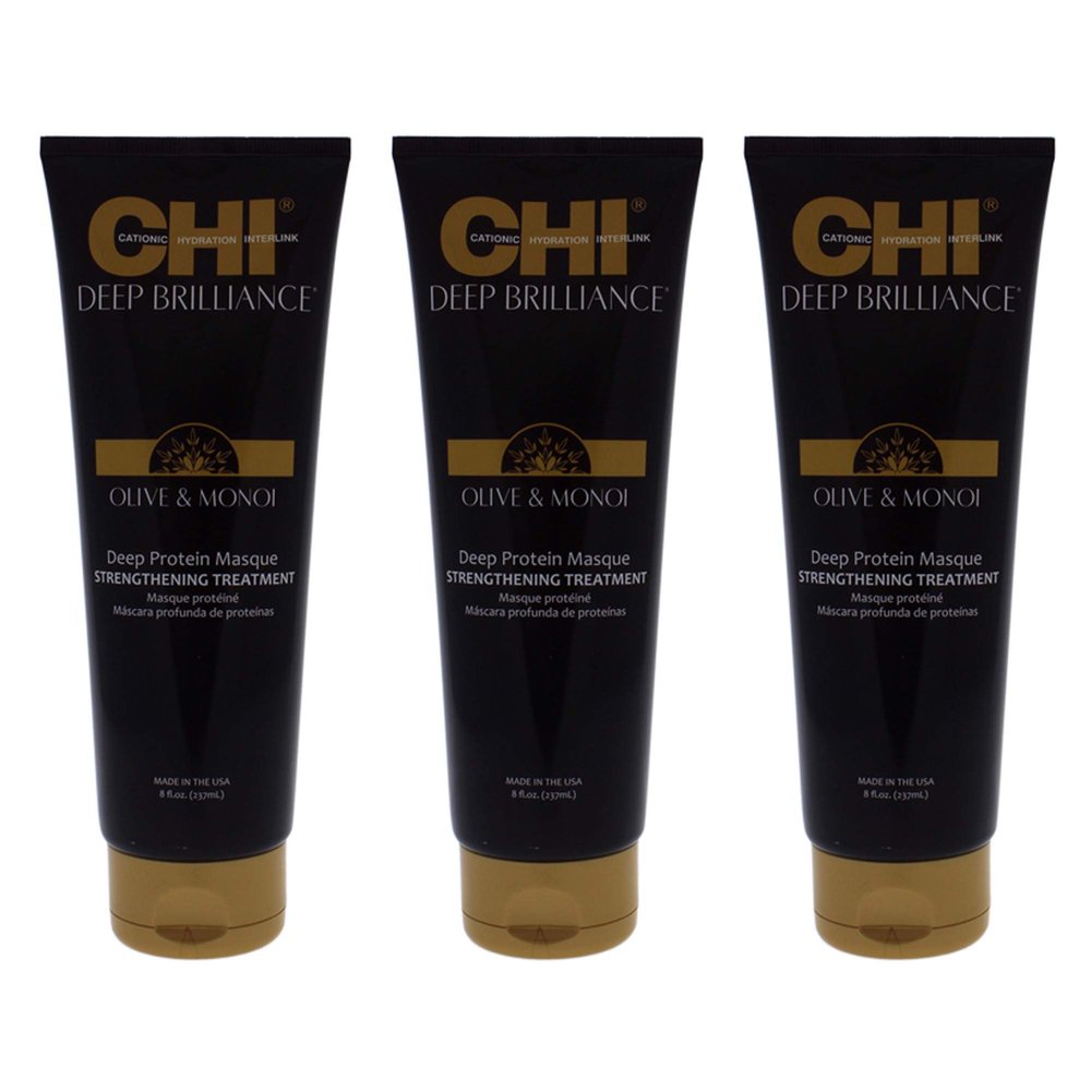 Deep Brilliance Deep Protein Masque Strengthening Treatment by CHI for Unisex - 8 oz Treatment - (Pack of 3)
