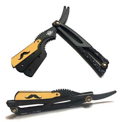 Barber Straight Edge Shaving Razor Salon Black Mate Folding Knife Black