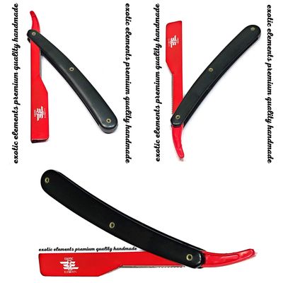 Amazing Color Combination Red and Black Straight Edge Cut Throat Razor Blade - Plasic and Lightweight Steel with Sliding Blade Holder