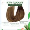 Weft Hair Extensions Real Human Hair, 18 inch 100g Brown to Golden Brown with Blonde Highlights Sew in Hair Extensions, Hand Tied Remy Human Hair Extensions Bundles view 2