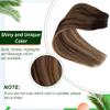 Weft Hair Extensions Real Human Hair, 18 inch 100g Brown to Golden Brown with Blonde Highlights Sew in Hair Extensions, Hand Tied Remy Human Hair Extensions Bundles view 4