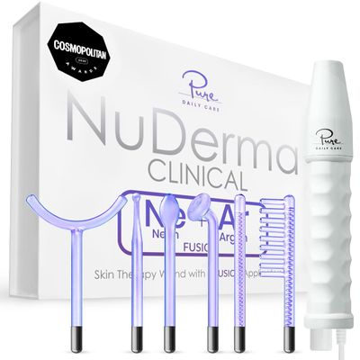 Pure Daily Care NuDerma Clinical Portable Skin Therapy Wand, Machine with 6 Fusion Neon + Argon Wands  Anti Aging - Clarifying - Skin Tightening & Radiance - Wrinkle Reducing