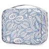 Narwey Small Hanging Travel Toiletry Bag for Women, Travel Bag for Toiletries, Floral Makeup Bag Organizer Cute Cosmetic Bags Make Up Bags for Girls (Blue Leaf) view 1
