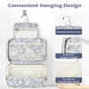 Narwey Small Hanging Travel Toiletry Bag for Women, Travel Bag for Toiletries, Floral Makeup Bag Organizer Cute Cosmetic Bags Make Up Bags for Girls (Blue Leaf) view 2