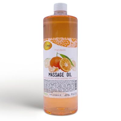 SPA REDI - Massage Oil, Mandarin, 32 Oz - Professional Full Body Massage Therapy, Manicure, Pedicure - Relax Sore Muscles and Repair Dry Skin, Enhanced with High Absorption Oils and Vitamin E
