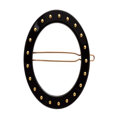 France Luxe Studded Circle Cutout Tige Boule Barrette, Black
