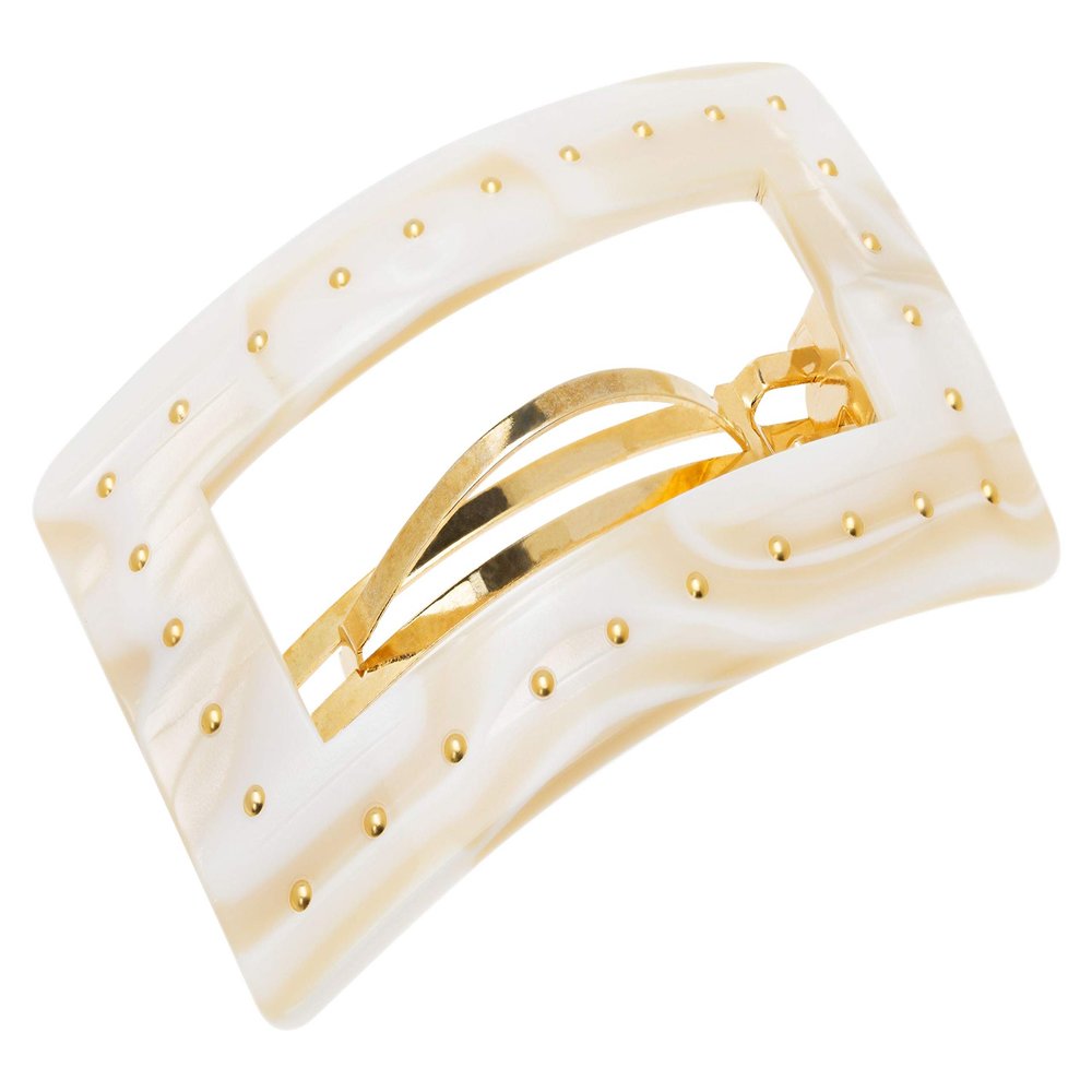 France Luxe Studded Rectangle Cutout Barrette, Alba
