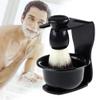 Beard Brush Holder Manual Stand Holder Shaving Brush And Bowl Set Shaving Razor Brush for Men (Black) view 2