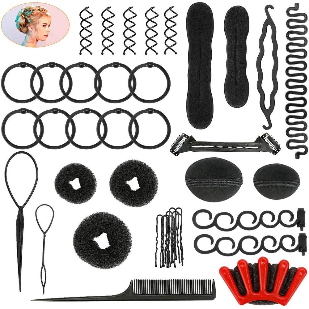 40 Pcs DIY Hair Braiding and Modelling Tool Kit - Number-one Fashion Accessories with Spiral Hair Styling Tools for Girls and Women
