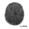 Afro Curly Mens Toupee Full French Lace African American Wigs 10x8 All Transparent Lace Hairpiece Replacement Kinky Curly Human Hair System for Black Men (6mm Wave Curl, #140 Jet Black+40% Gray) view 2