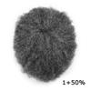 Afro Curly Mens Toupee Full French Lace African American Wigs 10x8 All Transparent Lace Hairpiece Replacement Kinky Curly Human Hair System for Black Men (6mm Wave Curl, #150 Jet Black+50% Gray) view 2