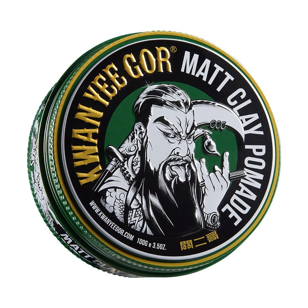 KWAN YEE GOR Matte Hair Clay Pomade for Men - 24H Strong Hold & Water-Based | German Formula | No White Residue, Easy Wash | Beeswax & Kaolin Clay | Sandalwood Scent (3.5oz Full Fill)