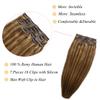 Ubetta Hair Extensions Brown to Ash Blonde Highlights Clip in Human Hair Extensions 7 pcs Remy Skin Weft Clip in Extensions 100Gram 14" PU Weft Invisible Clip in Hair Extensions with Blonde Highlights view 2