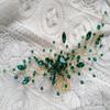 BERYUAN Women Bridal Teardrop Emerald Green Crystal Hair Comb Wedding Hair Accessory Rhinestone Hair Piece Party Headress for Bride Bridesmaid view 2