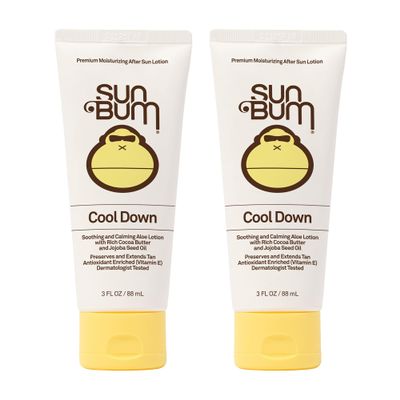 Sun Bum Cool Down Aloe Vera Lotion Vegan With Cocoa Butter To Soothe and Hydrate Sunburn 3 Ounce 2 Pack