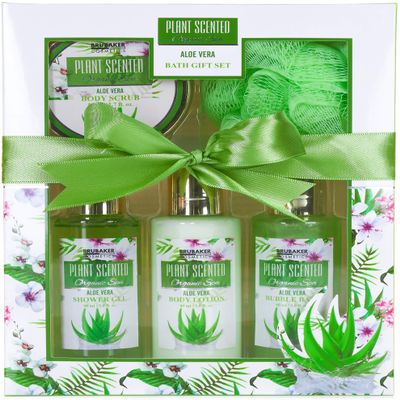BRUBAKER Cosmetics Bath and Shower Spa Gift Set - Aloe Vera - 5-Piece Gift Set