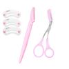 Eyebrow Scissors with Comb,Eyebrow Trimmer for Women, Eyelash Hair Shaping Makeup Tools+Eyebrow Razor+Eyebrow Stencil Card (pink eyebrow razor) view 1