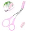 Eyebrow Scissors with Comb,Eyebrow Trimmer for Women, Eyelash Hair Shaping Makeup Tools+Eyebrow Razor+Eyebrow Stencil Card (pink eyebrow razor) view 2
