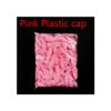 100PCS Double Ribbon Non-woven Disposable Shower Caps Pleated Anti Dust Hat Women Men Bath For Spa Hair Salon Beauty Accessories,Pink Plastic cap view 1