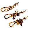 Parcelona French Twist n Clip Flower, Bow and Chain Savana Celluloid Acetate Set of 3 Metal Free Hair Clip Barrettes view 1