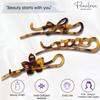 Parcelona French Twist n Clip Flower, Bow and Chain Savana Celluloid Acetate Set of 3 Metal Free Hair Clip Barrettes view 2