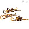 Parcelona French Twist n Clip Flower, Bow and Chain Savana Celluloid Acetate Set of 3 Metal Free Hair Clip Barrettes view 3