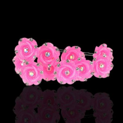 ADIASEN 20pcs U Style Crystal Rhinestone Rose Camellia Flower For Women Girl Wedding Party (rose)