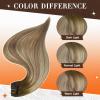 Full Shine Ombre Hair Extensions Clip in Human Hair Dark Brown Roots Ash Brown Mix Medium Blonde Lace Weft Clip in Hair Extension for Women 18 Inch 3 PCS 60 G view 4