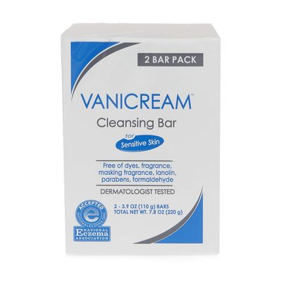 Vanicream, Cleansing Bar Fragrance Gluten and Sulfate Free For Sensitive Skin Gently Cleanses and Moisturizes 3.9 Pack of 2, 7.8 Ounce