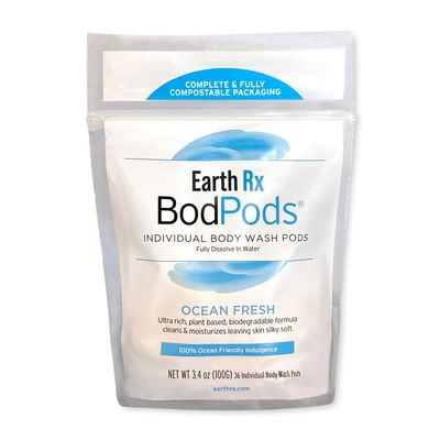 Earth Rx - BodPods, Moisturizing Body Wash Plant-Based, Biodegradable, Compostable Packaging (Pack of 36 - Ocean Fresh Blend) (1 Pack)