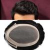 LYRICAL HAIR Toupee for Men Welded Mono Lace Front Natural Hairline Black Human Hair Replacement System Fine Mono Poly Mens Wigs Hairpieces (8"6", 1B# Off/Natural Black - 120% Light to Medium Density) view 1