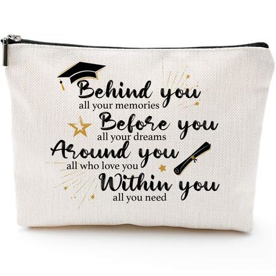 Graduation Gifts for Her 2025 - Behind You All Your Memories Dreams Who Love You Need, Inspirational Gifts for Women, Personalized Encouragement Gift for Her Inspirational Makeup Bag, Congratulations