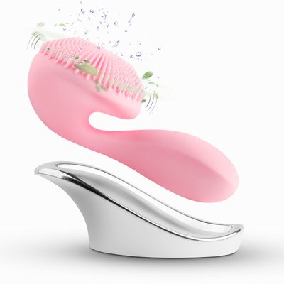 Ronux Silicon Facial Cleansing Brush - Electric, Rechargeable, Waterproof IPX7 - Rotating Magnetic Beads - 4 Function Modes - Face Massage for Deep Cleaning - Magnetic Charging Base - Ergonomic Handle
