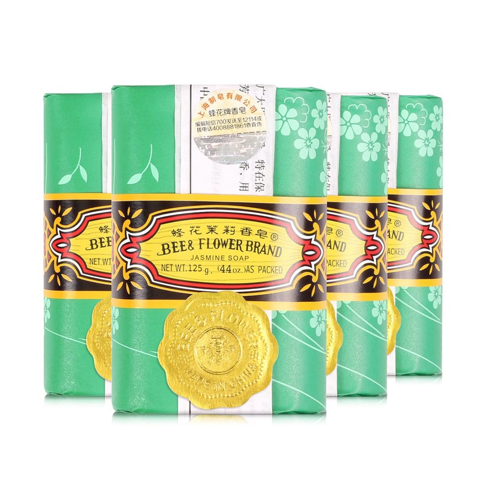 Bee & Flower Soap Bar Jasmine Soap Moisturizing Bath Soap Bars Nourishes Your Skin 4.4 oz(Pack of 4)
