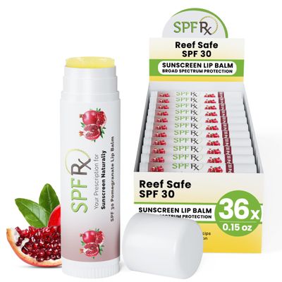 SPF 30 Pomegranate Lip Balm without OMC and OXY - Reef Safe 36 pack