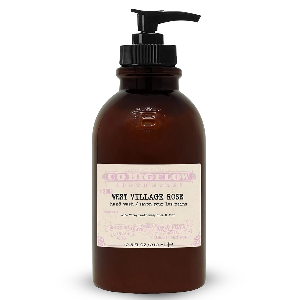 C.O. Bigelow West Village Rose Hand Wash, Iconic Collection Liquid Hand Soap with Shea Butter, Glycerin, Aloe Vera, 10.5 Fl Oz