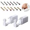 2PCS Safety Portable Household Nose Piercing Gun Disposable Nose Nail Gun Kit Tool Self Nose Piercing Gun No Pain Nose Piercing Gun for Women Men (Silver - White rhinestone) view 4