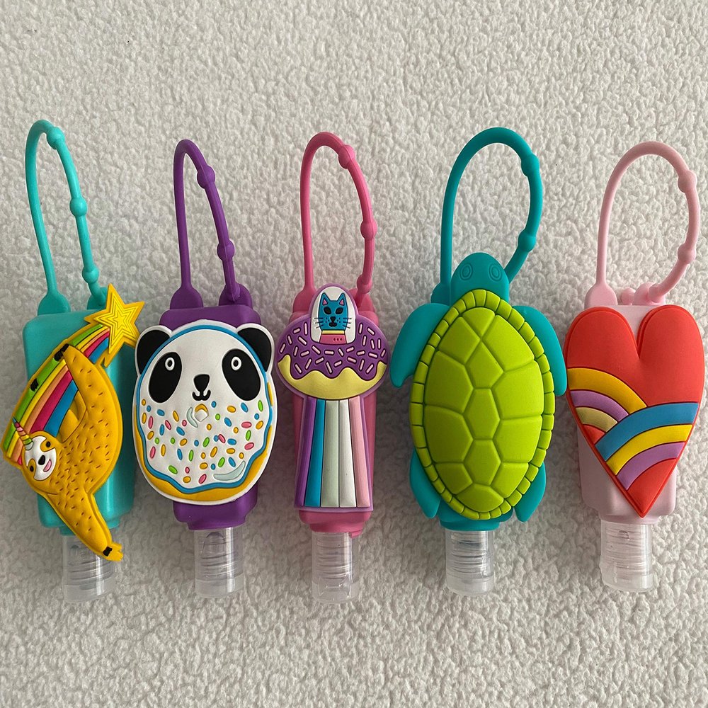 Kids 5 Pack Purifying Hand Gel and Silicone Holder Set