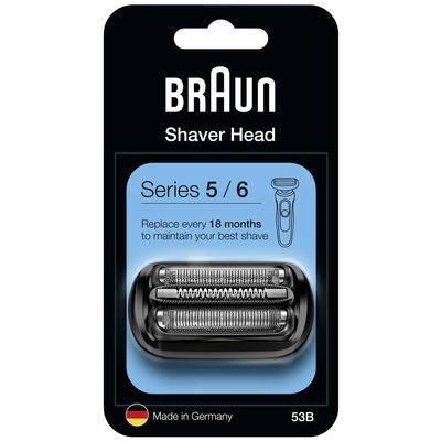 Braun Series 5 Electric Shaver Replacement Head, Easily Attach Compatible Head for New Generation Series 5/6 Shavers, 53B, Black