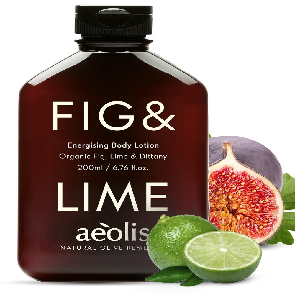 AEOLIS Energising Body Lotion with Fig, Lime & Dittany of Crete  Hydrating Moisturizer with Aloe Vera, Shea Butter & Vitamins  Vegan Skincare for All Skin Types  6.76 fl oz