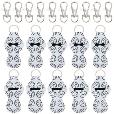 allydrew 10 Pack Chapstick Holder Keychain, Keyring for Lip Balm Lip Gloss Lipstick with 10 Pieces Metal Keyring Clasps, Volleyball