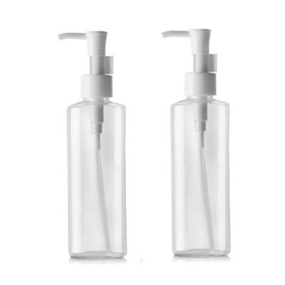 2PCS 150ml/5oz Empty Clear Plastic Flat Pump Bottles with Travel Lock Lotion Cleansing Oil Dispenser Travel Sample Makeup Cosmetic Container Storage Pot Jar